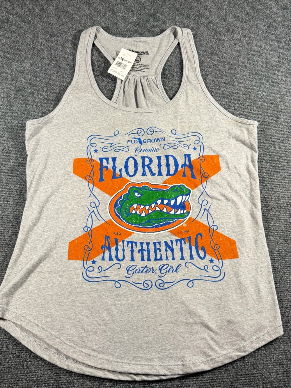 FloGrown Florida Gators Vintage Whiskey Label Tank Top Women's Large NWT